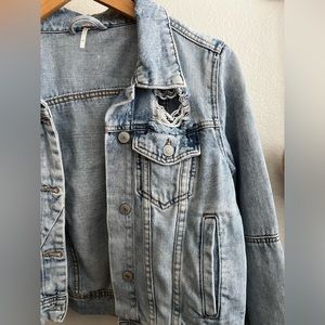 Free people distressed denim jacket